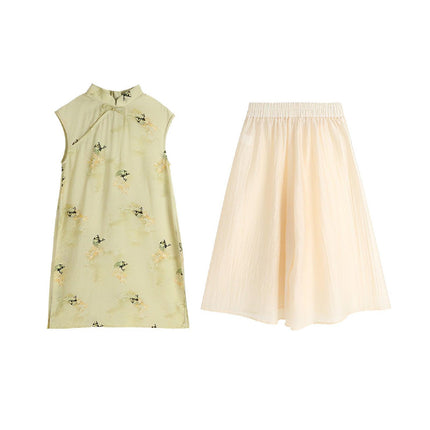 Spring Chinese Style Dress Set for Girls Traditional Long Hanfu Outfit
