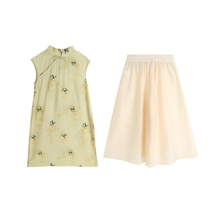 Spring Chinese Style Dress Set for Girls Traditional Long Hanfu Outfit