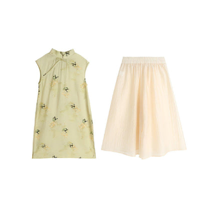 Spring Chinese Style Dress Set for Girls Traditional Long Hanfu Outfit