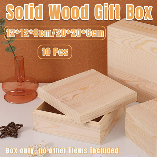 10pcs Wooden Gift Box for Jewelry Packaging Crafts Wedding Birthday Gift Storage