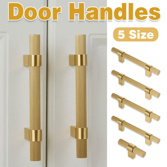5 Sizes Brass Solid Handles Knurled Vertical Pulls for Cabinet Drawer Wardrobe