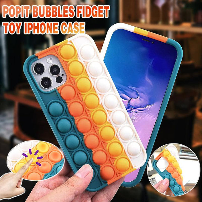 Blue-White Pop Fidget Toys Push It Bubble Phone Case For Iphone - Aimall