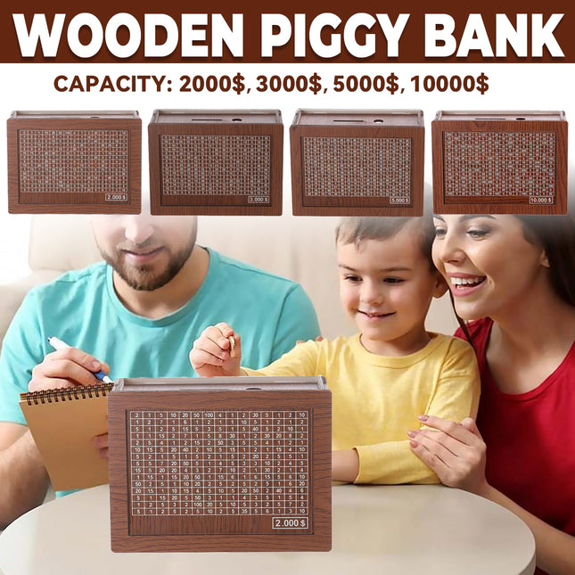 Creative Wooden Piggy Bank for Kids Room Home Office Desk Organizer Durable