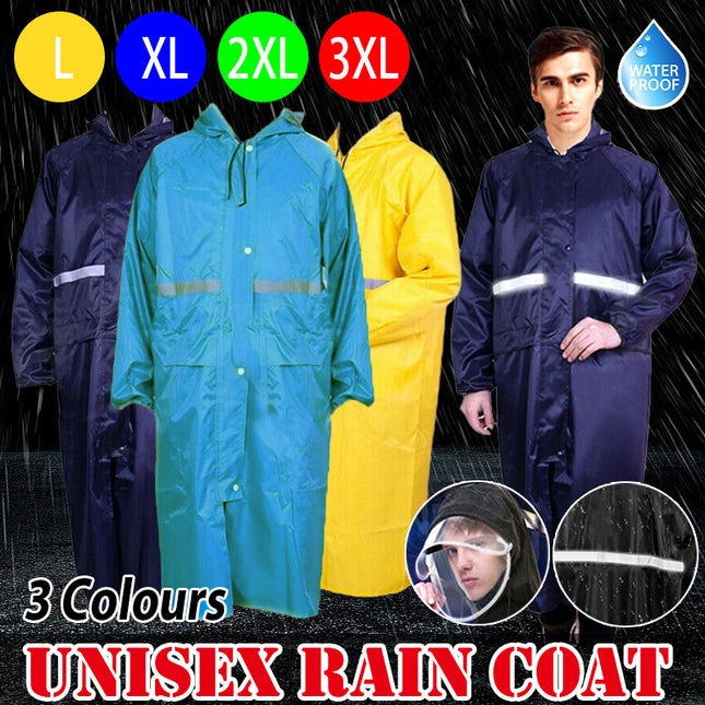 Hooded Waterproof Long Raincoat for Outdoor Work Lightweight 3XL Size