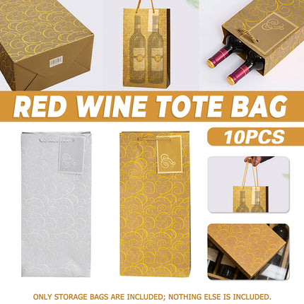 10PCS Red Wine Gift Bags with Handle Double Bottle for Wine Packaging Use
