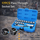 17PCS Pass Through Socket Set 10-24mm Ratchet Wrench Tool Kit CR-V