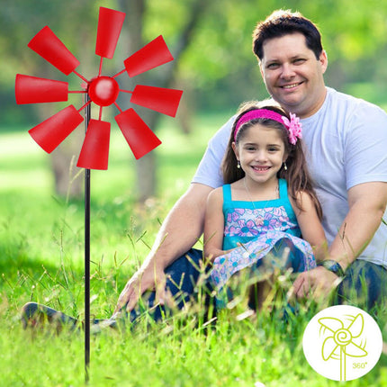 Metal Windmill Garden Decor Outdoor Yard Stake Ornament for Lawn Courtyard Park