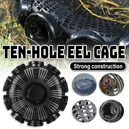 10Hole Eel Fishing Trap Cage Loach Fish Shrimp Net Folding Portable Catch Basket