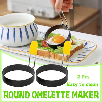Egg Ring Moulds 2pcs Round Omelette Cooking Rings Non Stick for Frying Pan Use