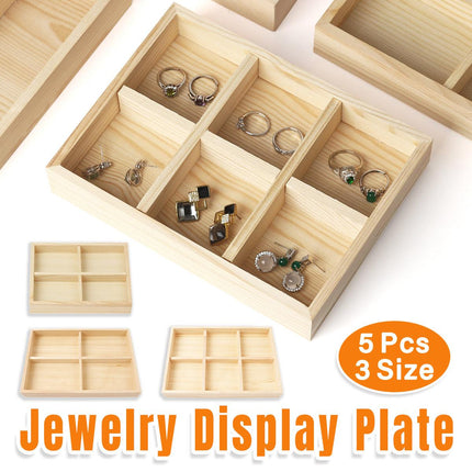 Wooden Jewelry Display Trays 5pcs Bracelet Storage Organizer for Rings Earrings