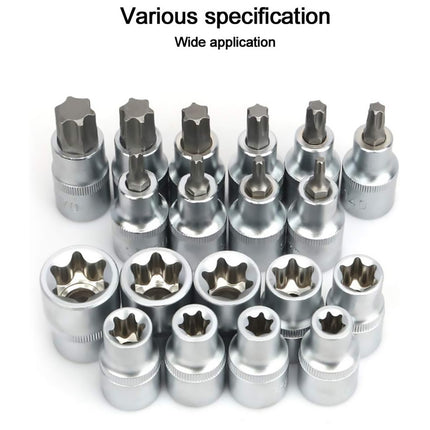 19PCS E-Type Socket Screwdriver Bit Set 1/2inch Drive Professional Auto Repair Tool