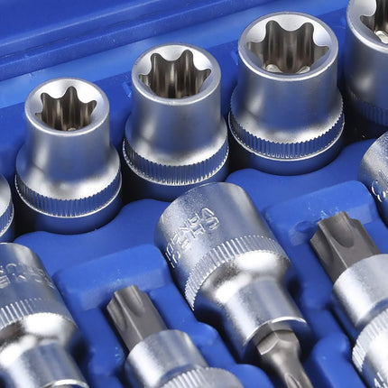19PCS E-Type Socket Screwdriver Bit Set 1/2inch Drive Professional Auto Repair Tool