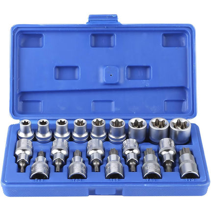 19PCS E-Type Socket Screwdriver Bit Set 1/2inch Drive Professional Auto Repair Tool