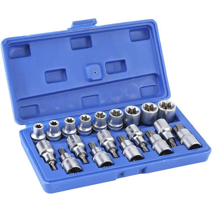 19PCS E-Type Socket Screwdriver Bit Set 1/2inch Drive Professional Auto Repair Tool