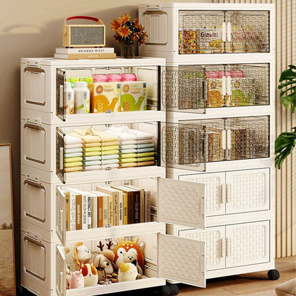 Plastic Multi Layer Foldable Storage Cabinet 5-Tier Dustproof for Home Organizer
