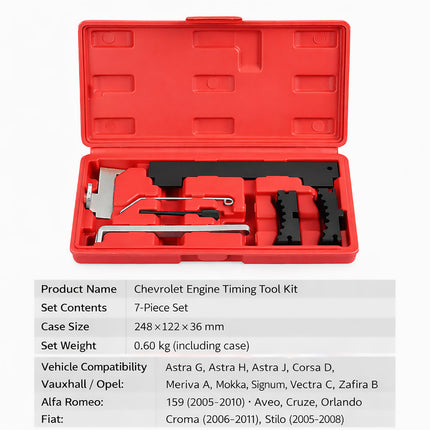 7PCS Engine Timing Tool Kit Chevrolet Fiat Repair Set with Case Accessories