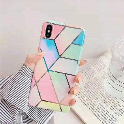 Rainbow Case for iPhone 14 13 12 11 Pro Max XR XS Marble Phone Shockproof Cover Silicone - Aimall