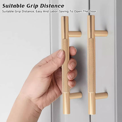 Light Luxury Cabinet Handle Full Copper Gold Straight Knurled Drawer Door Pull
