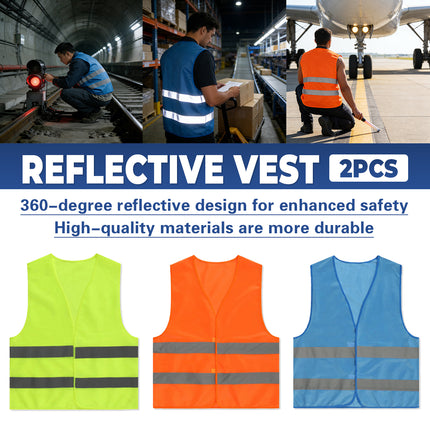 2PCS Reflective Safety Vest Lightweight High Visibility for Road Construction
