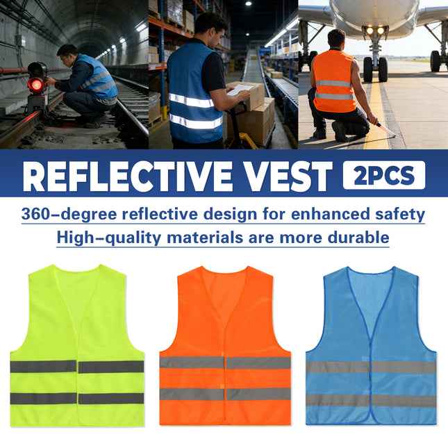 2PCS Reflective Safety Vest Lightweight High Visibility for Road Construction