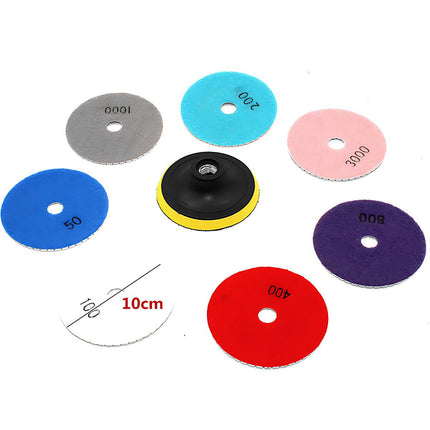 10PCS 100mm Diamond Polishing Pads Set for Granite Marble Concrete Tile