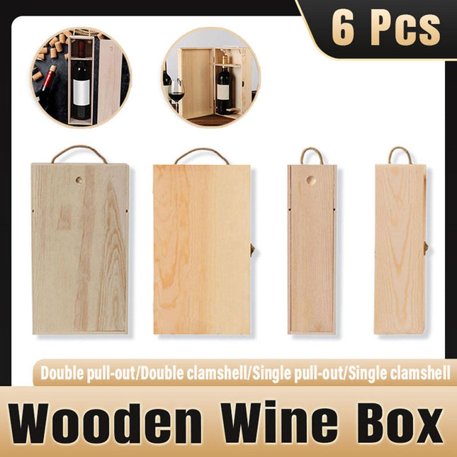 6pcs Red Wine Wooden Gift Box Packaging Storage Box for Wine Bottle Gifts