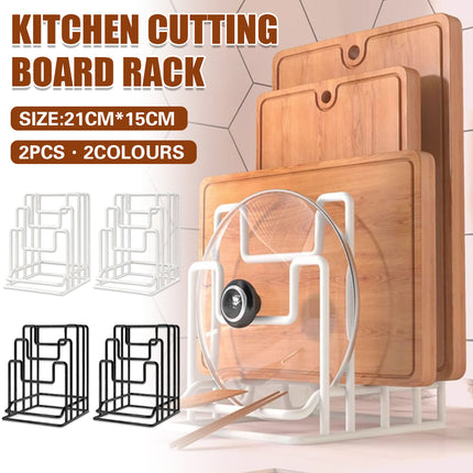 2PCS Metal Cutting Board Holder Rack Kitchen Bench Organiser for Lids Chopping Boards