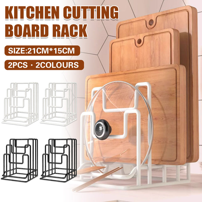 2PCS Metal Cutting Board Holder Rack Kitchen Bench Organiser for Lids Chopping Boards