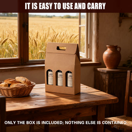 5PCS Handheld 3 Bottles Wine Gift Box Kraft Paper for Wine Bottles Gift Packaging