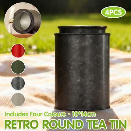 4PCS Retro Tea Coffee Bean Storage Tin Airtight 4Colour for Kitchen Pantry Use