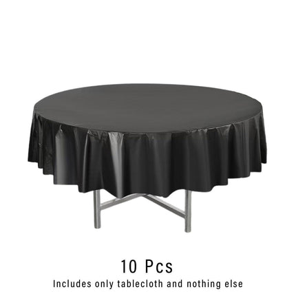 10pcs Round Tablecloth Solid Color Waterproof PEVA Table Cover 213cm Diameter