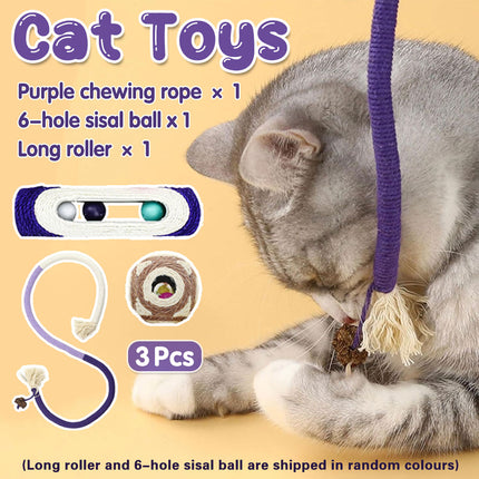 Cat Biting Rope Toy Teeth Grinding Teasing Stick Interactive Play Toy For Cats