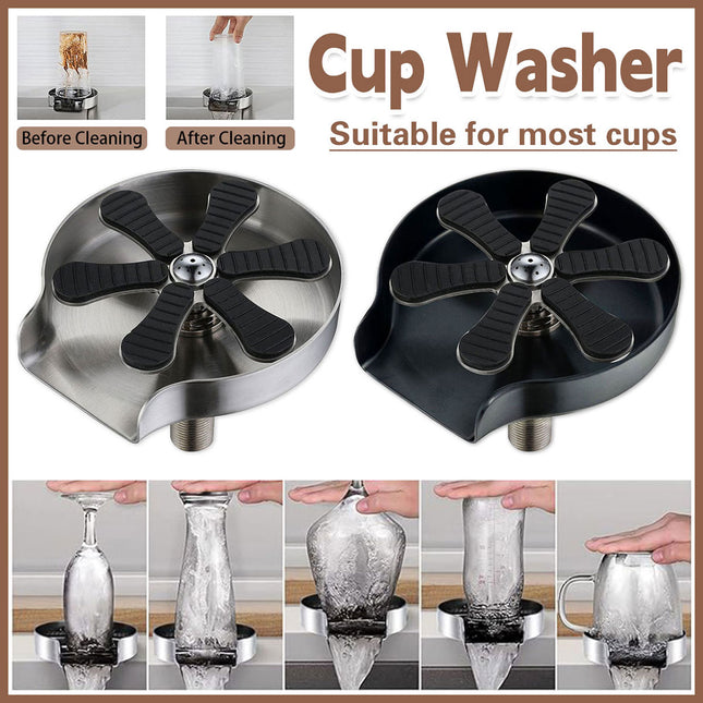Stainless Steel Auto Glass Rinser Bottle Washer Coffee Cup Kitchen Sink Bar Tool