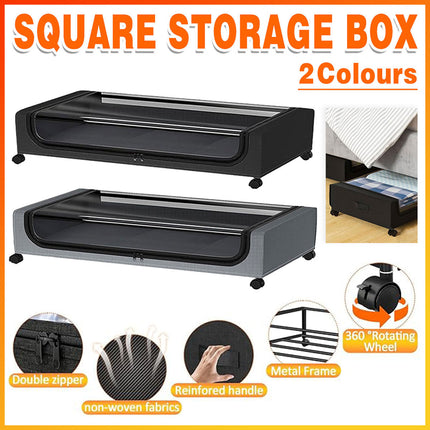 Under Bed Storage Rack Square Design with Wheels Rolling Trolley Box for Home