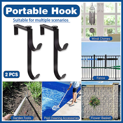 2PCS Pool Towel Hooks Punch Free Metal Double Hook Wall Mount Holder Portable