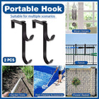 2PCS Pool Towel Hooks Punch Free Metal Double Hook Wall Mount Holder Portable