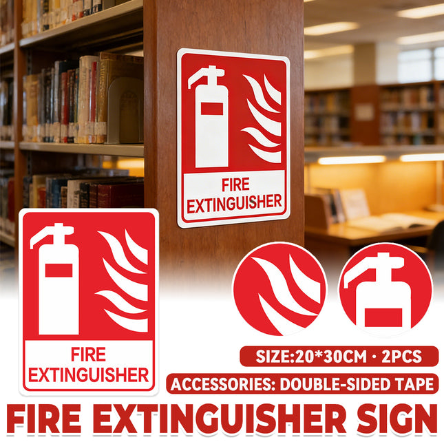 2PCS Fire Extinguisher PVC Sign Warning Safety Notice Building Warehouse Office