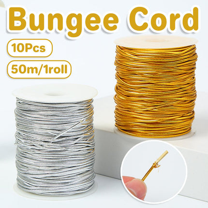 Elastic Rope Cord 10pcs Gold Silver Stretch String for DIY Craft Gift Wrapping