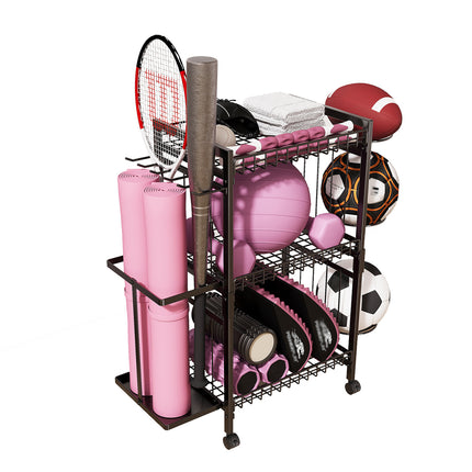 Multi Function Sports Equipment Storage Rack Ball Badminton Racket Yoga Mat