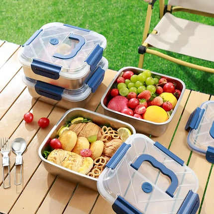 1800ml Portable Square Lunch Box Sealed Crisper Refrigerator Storage Container