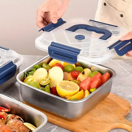 1800ml Portable Square Lunch Box Sealed Crisper Refrigerator Storage Container