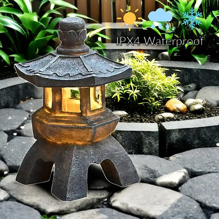 Zen Inspired Solar Pagoda Powered Outdoor Courtyard Decorative Lights Waterproof