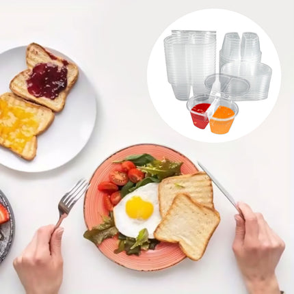 50PCS Takeaway Sauce Cup Clear Leak Proof FoodGrade for Restaurant Home Delivery
