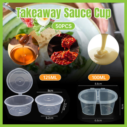 50PCS Takeaway Sauce Cup Clear Leak Proof FoodGrade for Restaurant Home Delivery
