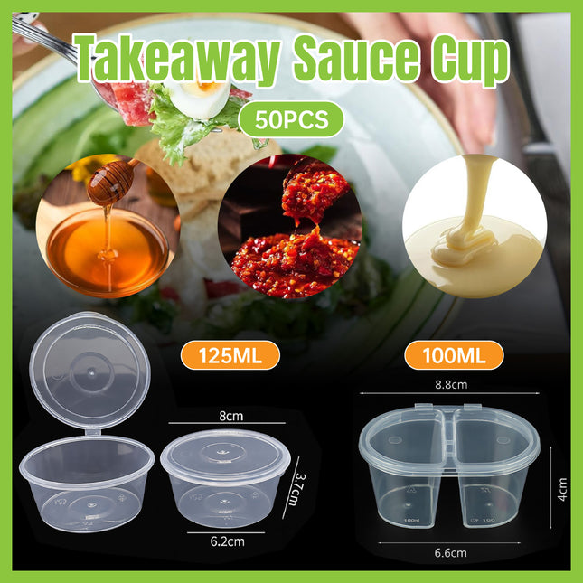 50PCS Takeaway Sauce Cup Clear Leak Proof FoodGrade for Restaurant Home Delivery