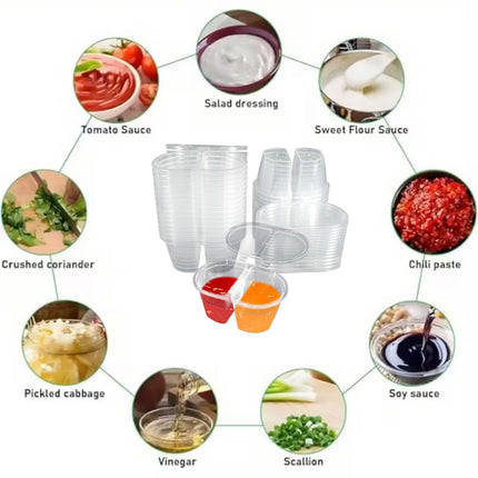 50PCS Takeaway Sauce Cup Clear Leak Proof FoodGrade for Restaurant Home Delivery