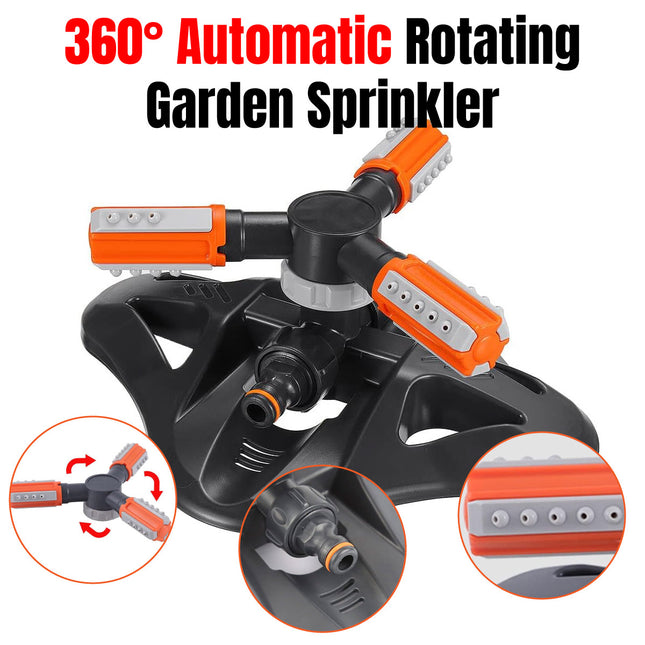Factory Supply Multifunctional Garden Sprinkler Plastic Three-prong Sprinkler Automatic Rotating Sprinkler