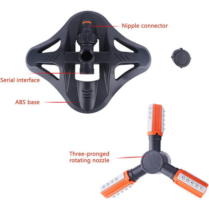 Factory Supply Multifunctional Garden Sprinkler Plastic Three-prong Sprinkler Automatic Rotating Sprinkler