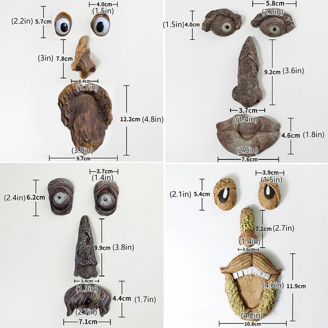 Old Man Tree Hugger Garden Peeker Yard Outdoor Sculpture Whimsical Face Decor
