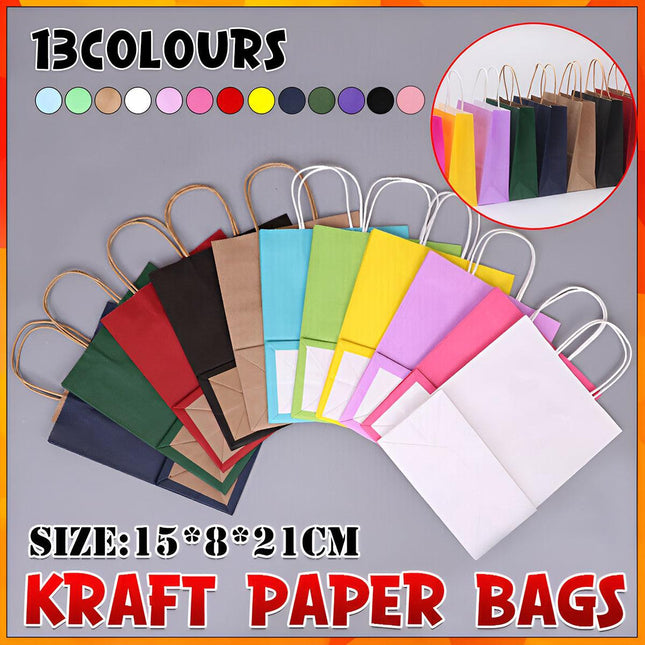 20Pcs Kraft Paper Bag Gift Carry Shopping Party Gift Bags With Handles Small Au - Aimall